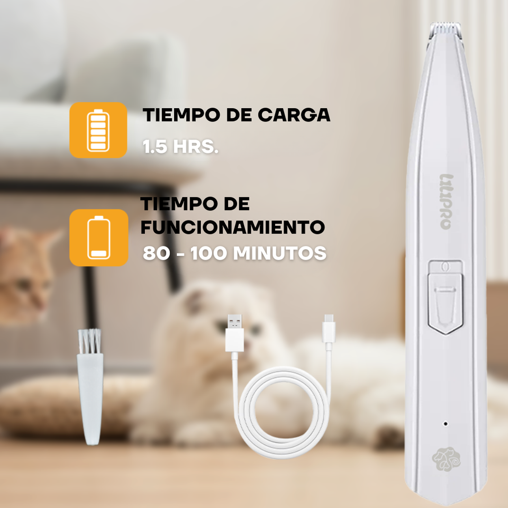 Tiempo de carga y de uso de la recortadora PT203