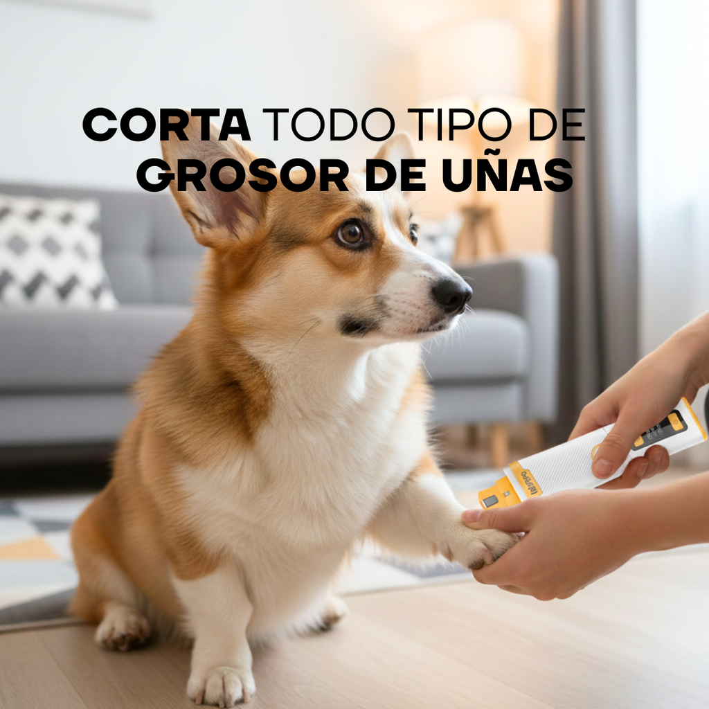 Corgi durante el limado de uñas con el PG102