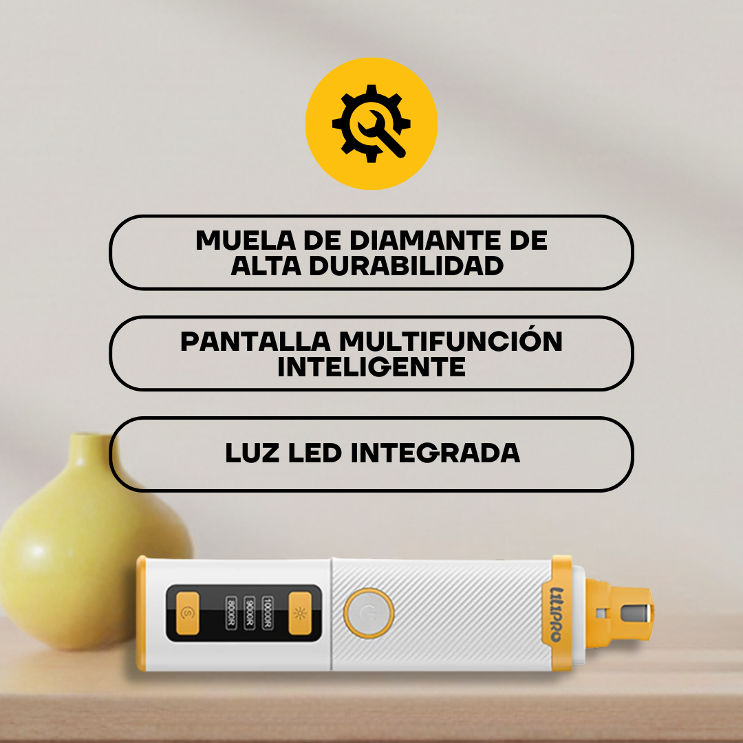 Limador PG102 con muela de diamante, pantalla multifunción y luz LED integrada